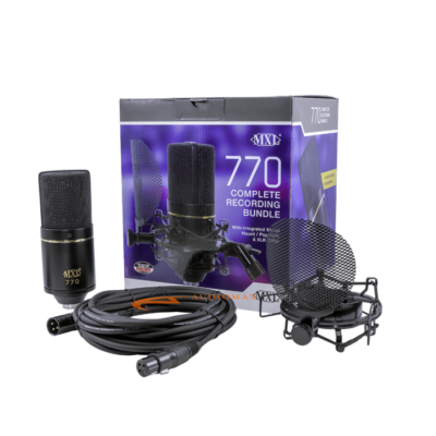 MXL 770  Condenser Microphone Complete Bundle with Shockmount Pop Filter and Cable