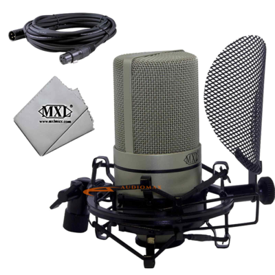 MXL 990 Complete Vocal Condenser Microphone Bundle with Pop Filter & Shock Mount