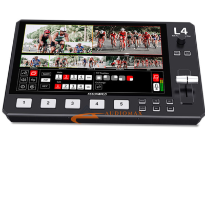 FeelWorld L4 HDMI Livestream Switcher with 10.1″ LCD Monitor